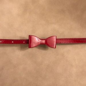 Red Patent Leather Bow Skinny Belt